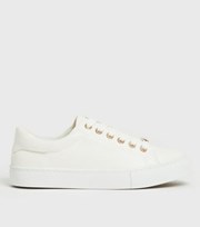 New Look White Metal Trim Lace Up Trainers